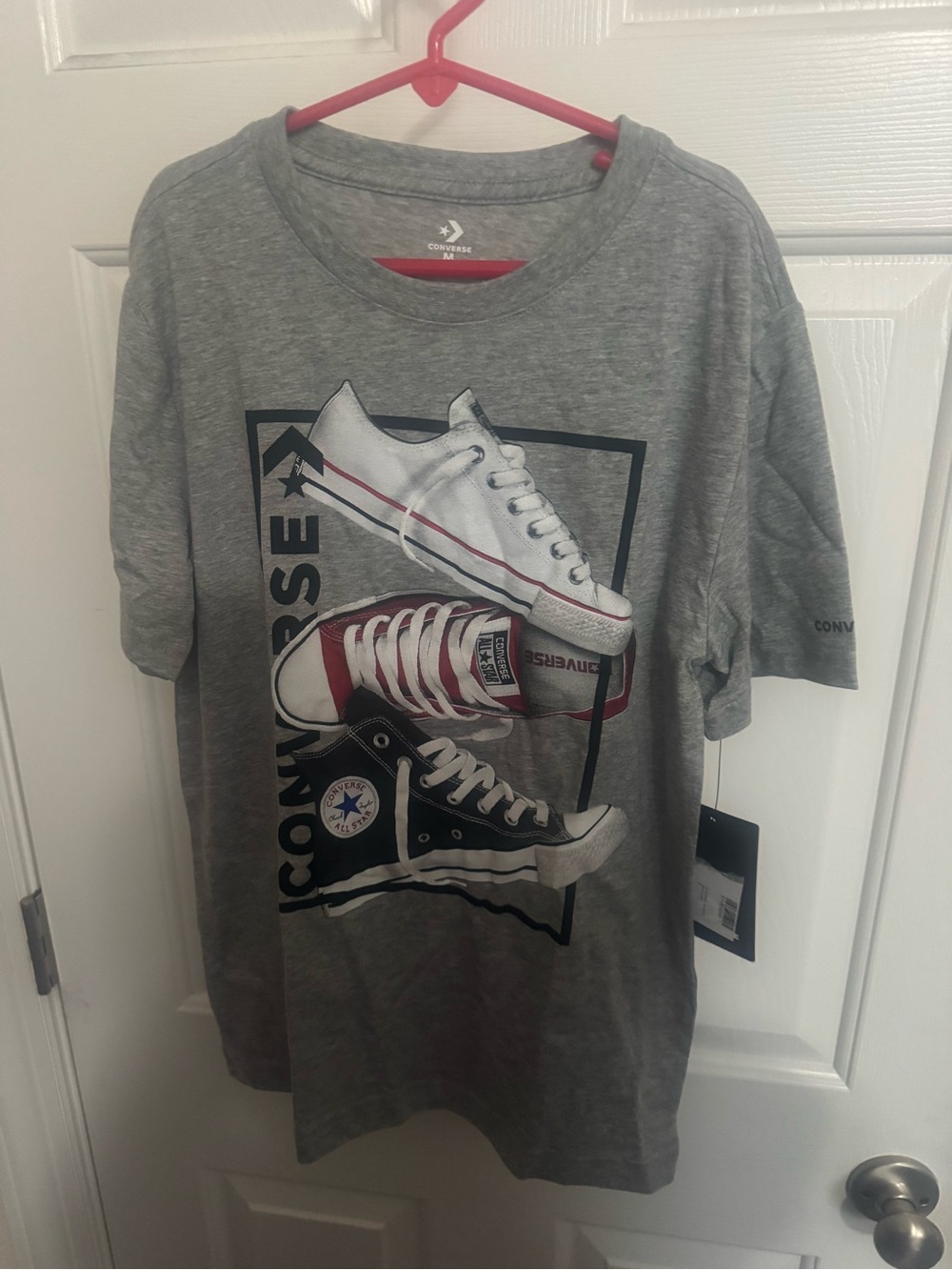 Converse® Boys' Short Sleeve Various Sneakers Graphic T-Shirt Gray Med NWT